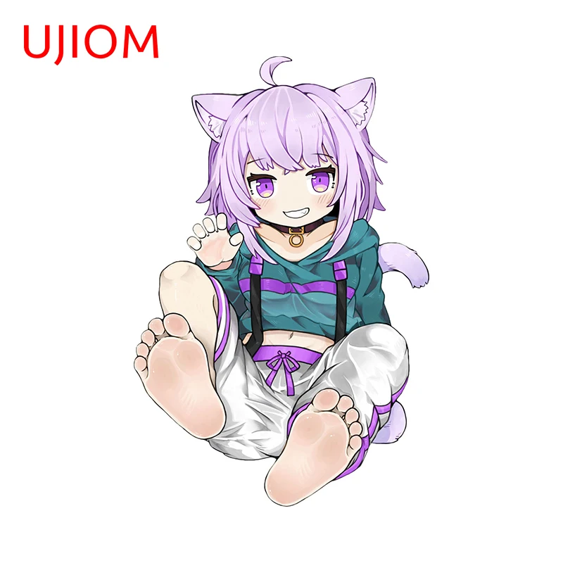 UJIOM 13 см X 8 5 Nekomata Okayu Hololive Chibi Настенная Наклейка креативная спальня ноутбук Декор