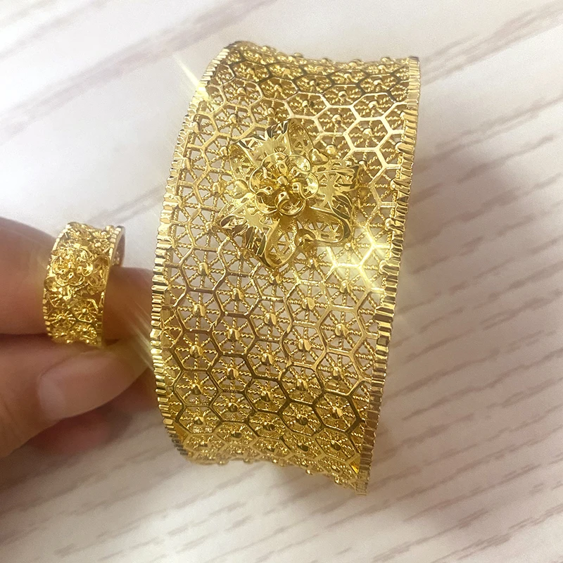 Женский браслет из Дубая с кольцом, большие регулируемые браслеты из 24 ...