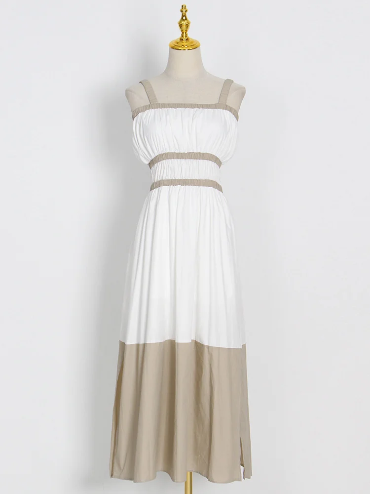 VGH хит цвета Temeprament платья для женщин квадратный воротник без рукавов с высокой