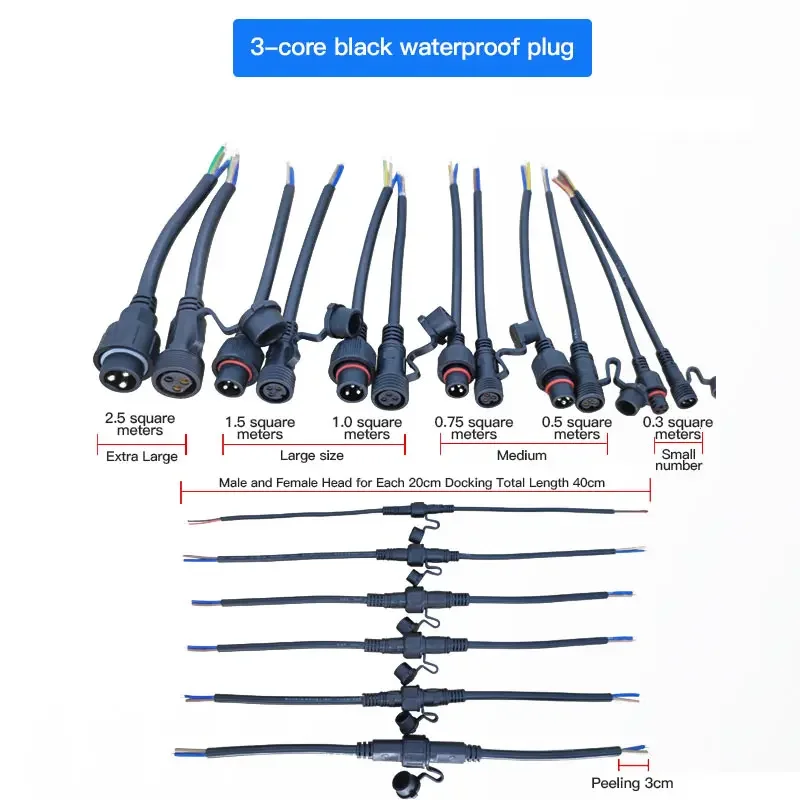 Водонепроницаемый Штекерный гнездовой Кабельный соединитель IP68 2 3 4 5 Pin 0 3/0 75/1