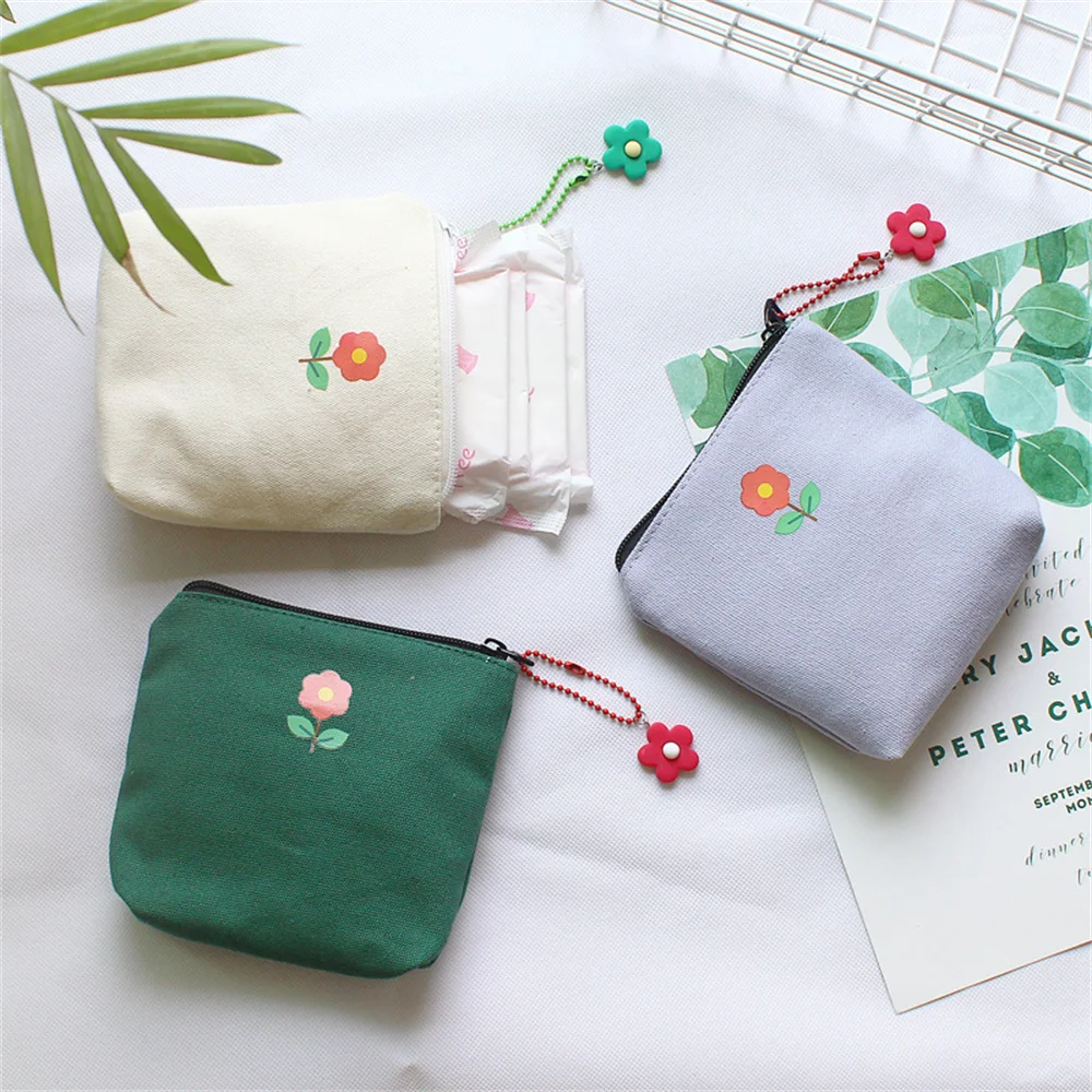 

A Flower Sanitary Napkin Storage Bag Korean Version Of The Simple Student Put Aunt Towel Small Bag Cute Fresh Coin Purse Gifts