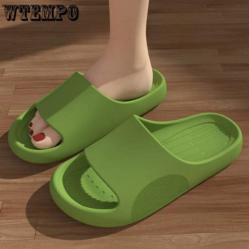 WTEMPO Summer Soft Slippers Fashion Thick Platform Non-slip Lightweight Slides Couples Silent Solid Color Sandals Wholesale