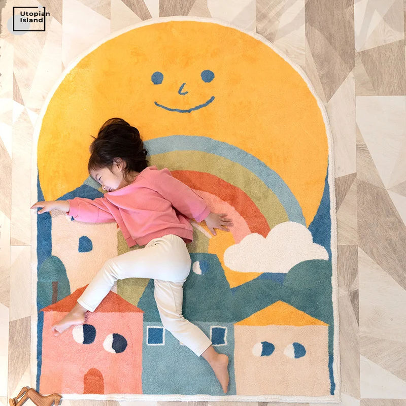

Oval Carpet For Living Room Modern Furry Mat For Children Bedroom Bedside Carpet Children Play Game Mat Baby Carpet Fluffy Rug