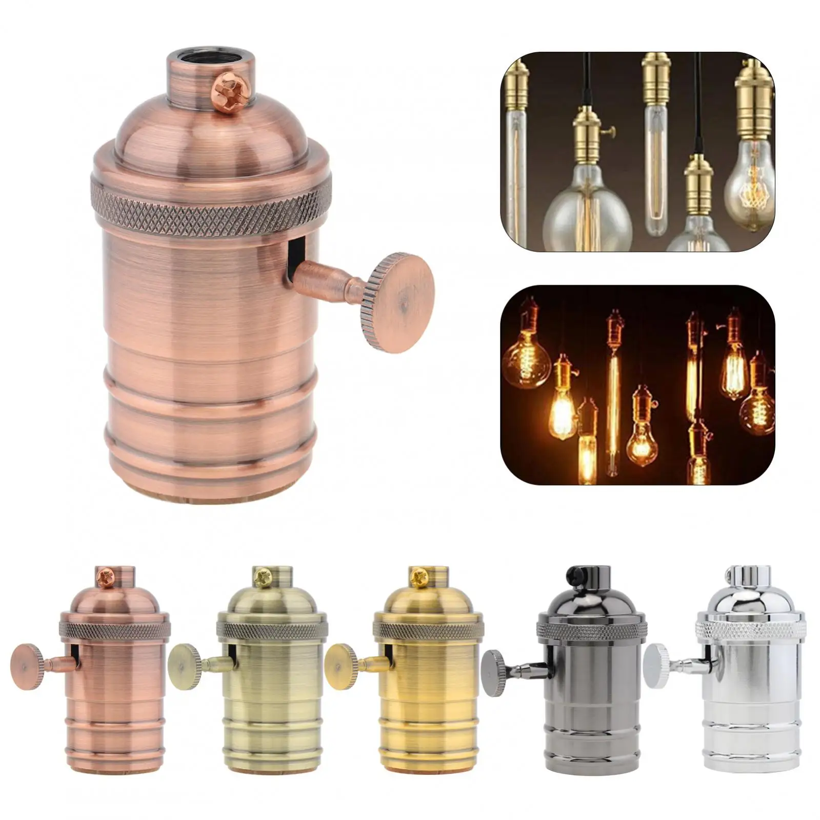 

Vintage Lamp Socket E26 Base E27 Edison Bulb Holder Industrial Pendant Fitting Cap Lamp Holder 90-260V DIY Retro Light Sockets