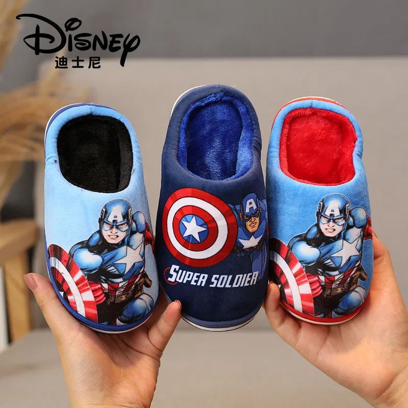 

Disney children's slippers home indoor parent-child protection warm thick plush winter boys cotton slippers