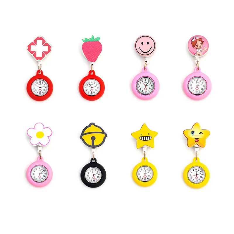 Female Watches Quartz Chest Pocket Watch Student Gift Lovely Cartoon Nurse Pocket Watch Doctor Scalable Silicone Nurse Table