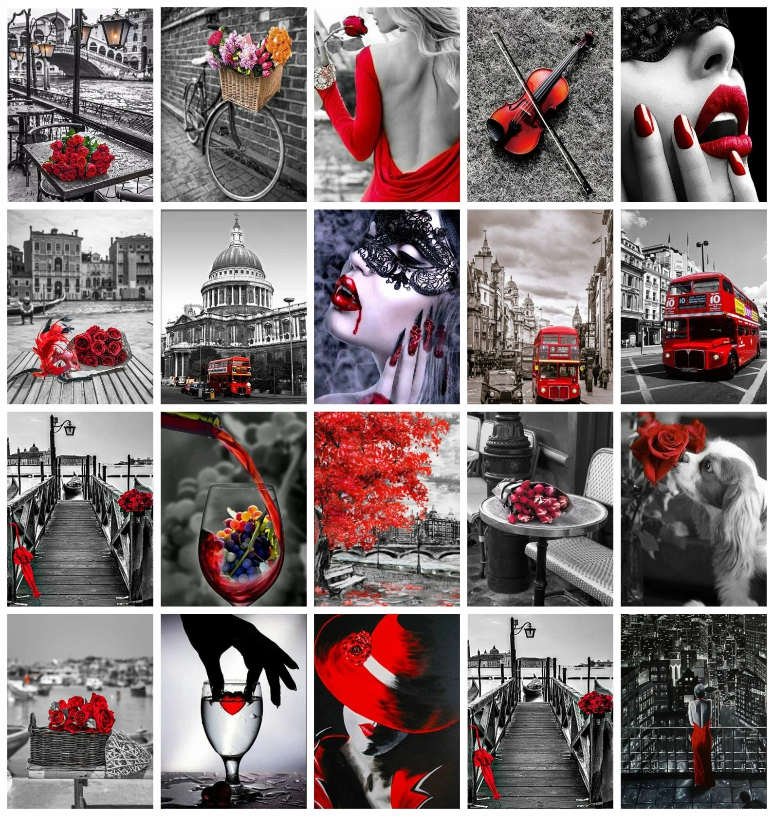 

AZQSD DIY Oil Painting Drawing On Canvas Tower Rose Woman In Red Canvas Frameless Painting By Numbers Landscape Wall Decor Gift