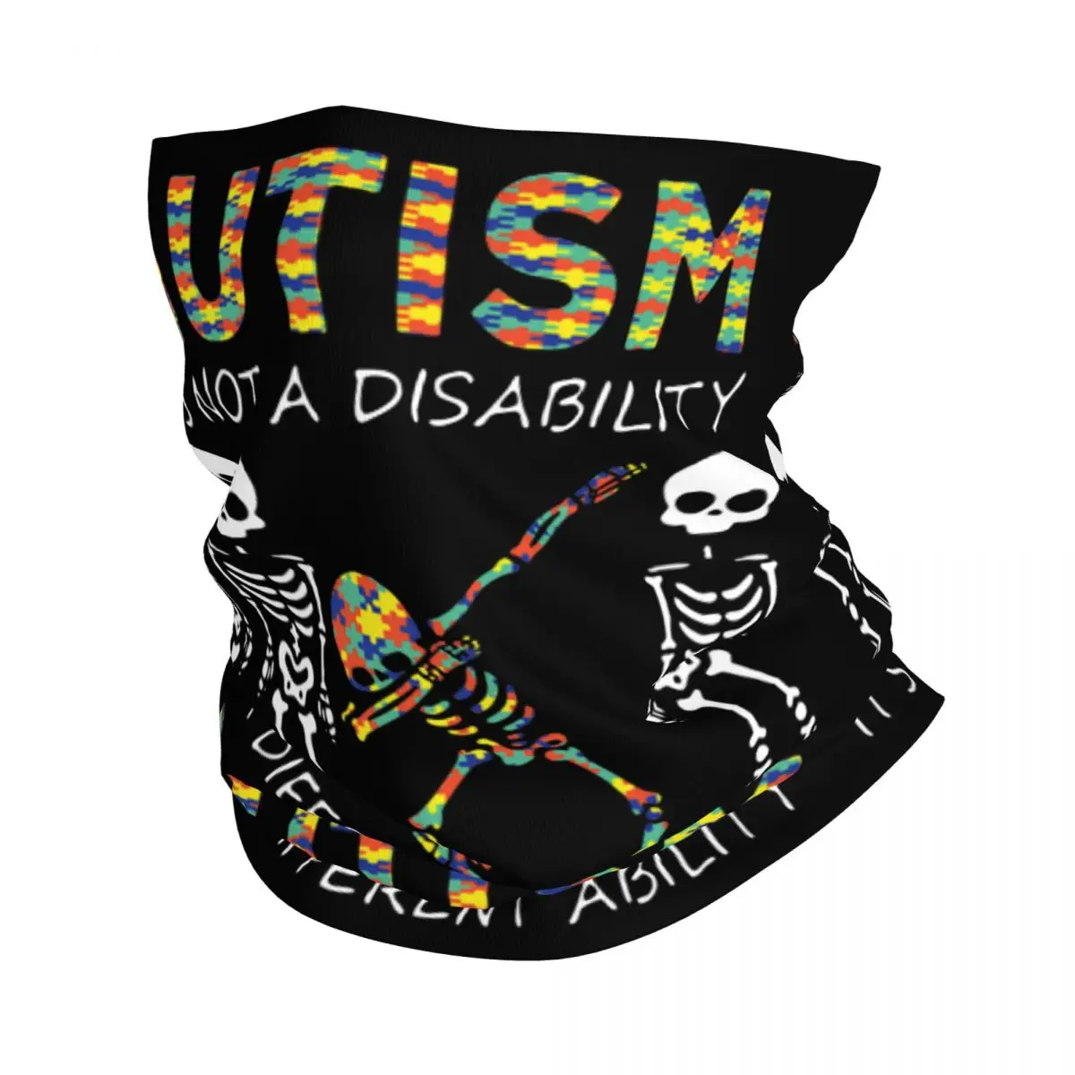 

Autism It's A Different Ability Dabbing Skeleton Bandana Neck Gaiter Autismo Autistic Awareness Wrap Scarf Cycling Scarf Running