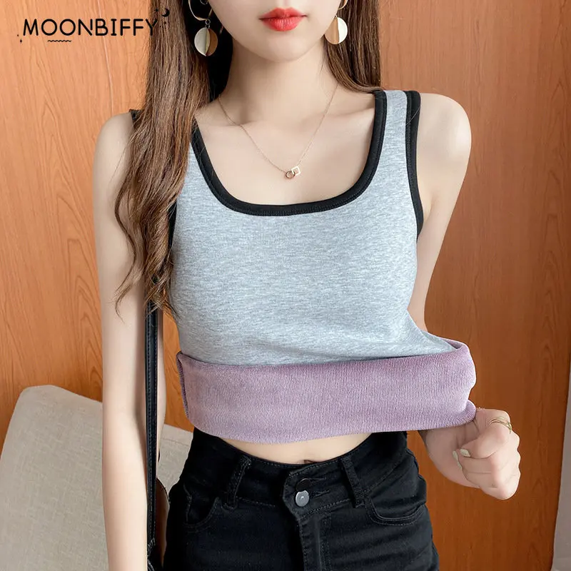 

Women Thicken Large Velvet Keep Warm Thermal Underwear Seamless Body Sculpting Elastic Lingerie Back Closure Tank Top