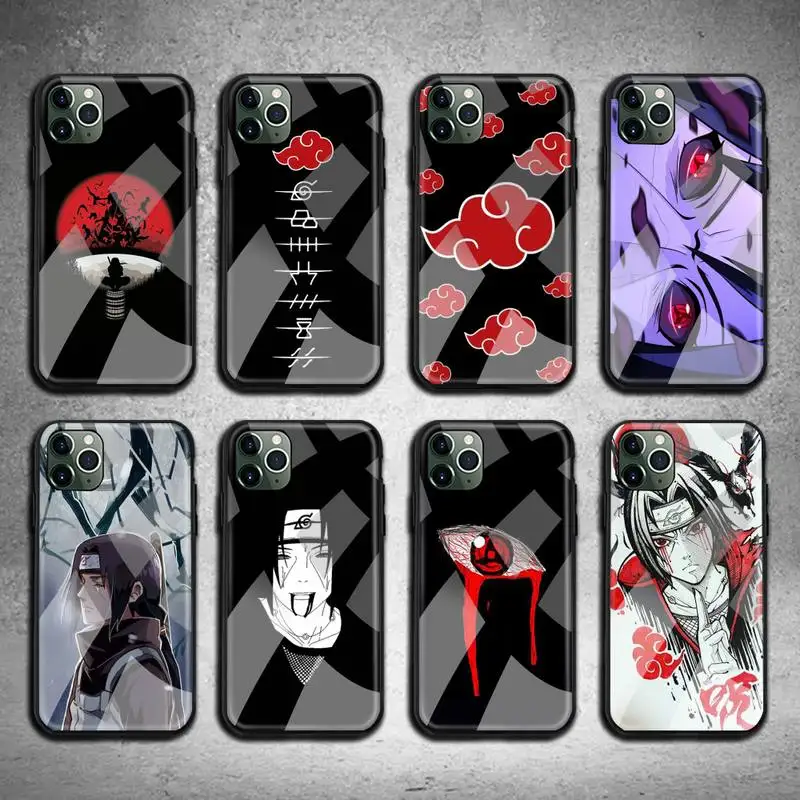 BANDAI Naruto Akatsuki Uchiha Itachi чехол для телефона из закаленного стекла iPhone 13 12 11 Pro Mini XR XS MAX