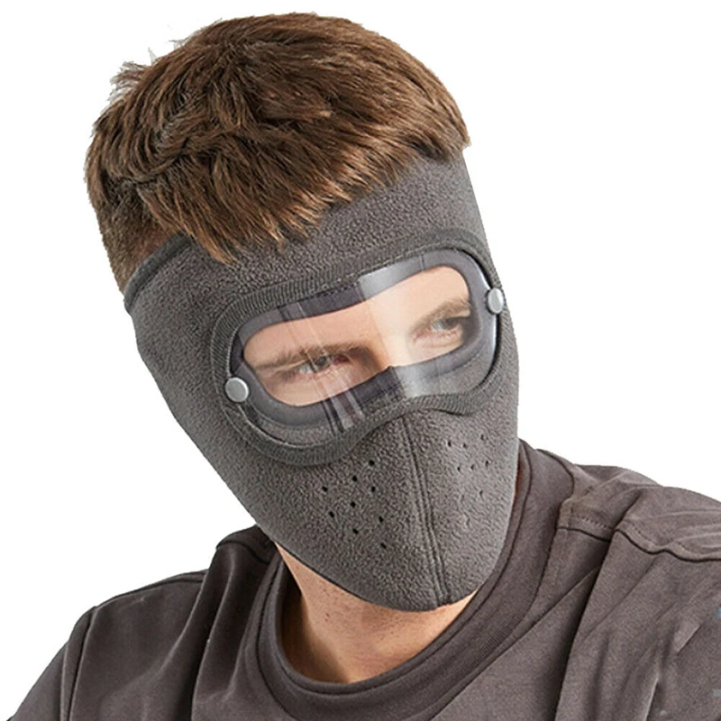 

Windproof Anti Dust Face Mask Cycling Ski Breathable Masks Fleece Face Shield Hood With High Definition Anti Goggles Skullies