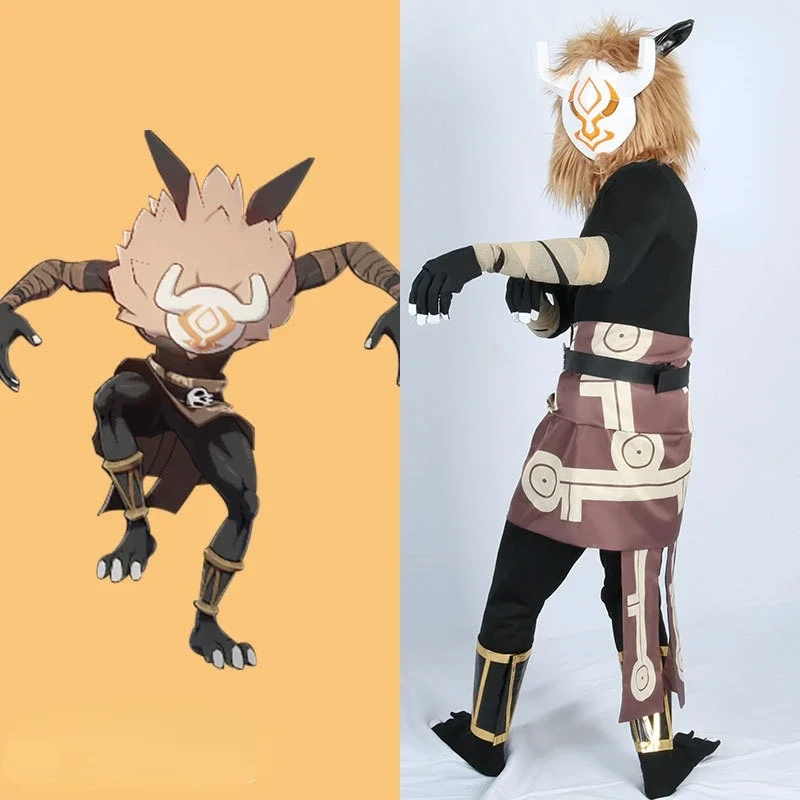 Костюм для косплея Genshin Impact Hilichurl мужской плюшевый головной убор одежда ролевых