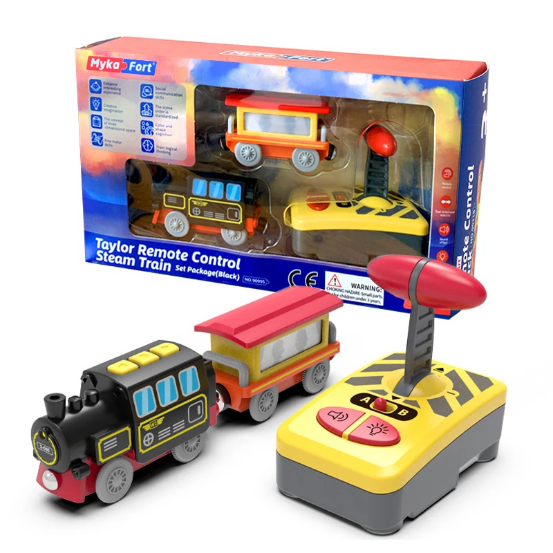 

New Style Remote Control Rc Electric Small Train Toys Set Connected With Wooden Railway Track Interesting Present For Children Y