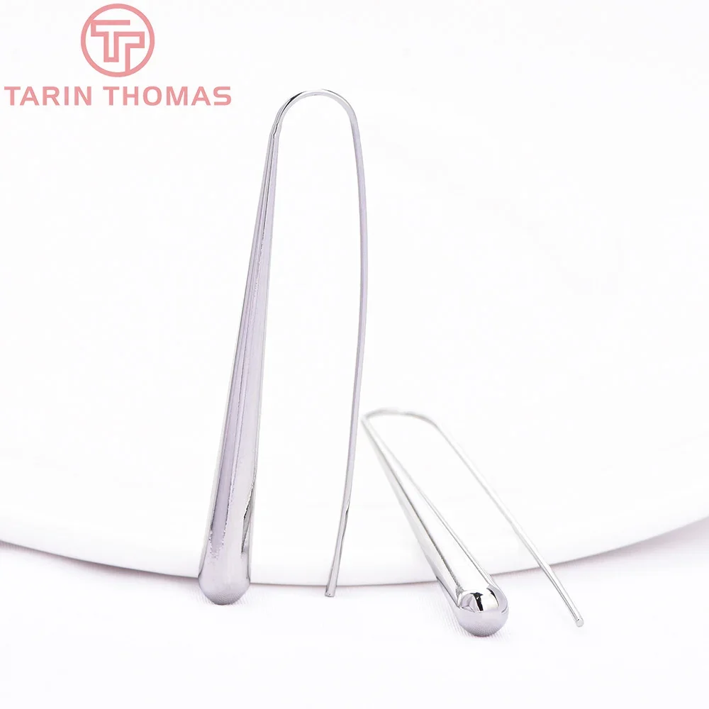 (8367) 4 шт. 5 5x53 мм 24-каратного золота латунные длинные серьги-капельки крючок