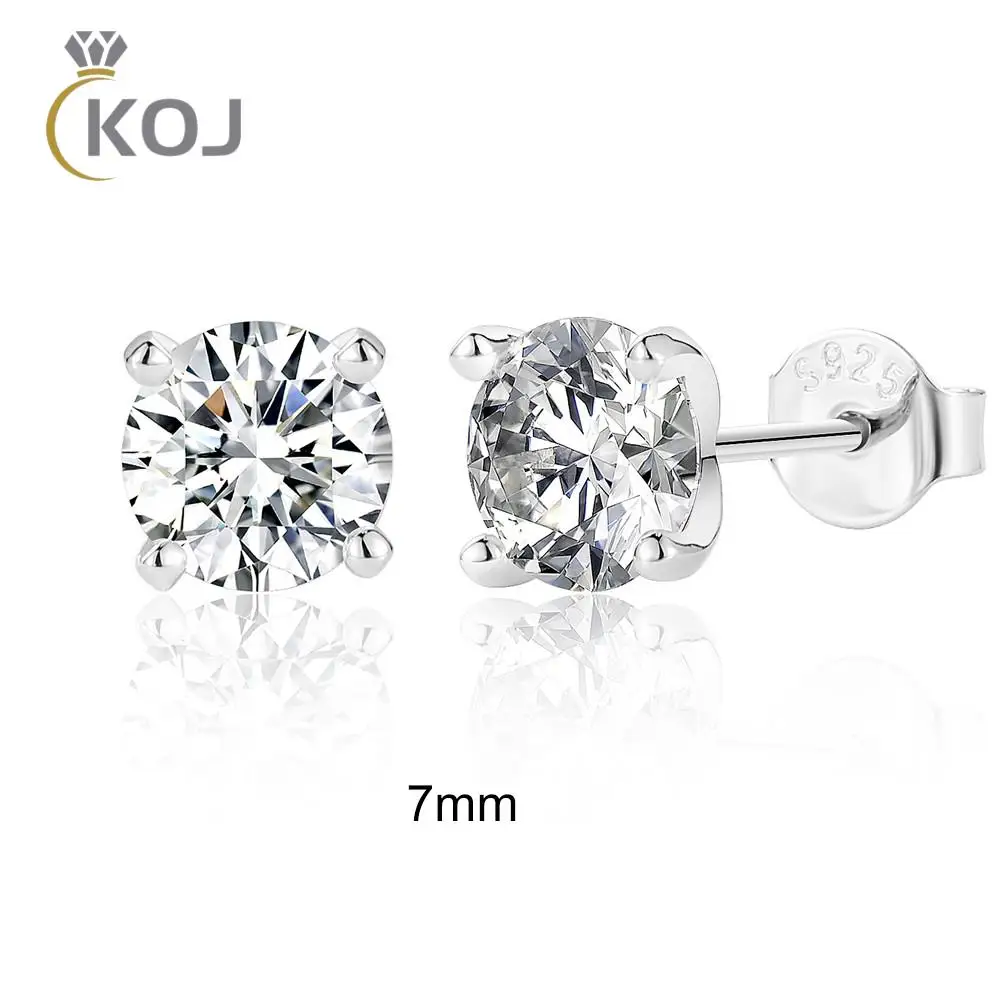 

KOJ Real 0.25ct-1.2ct Moissanite Diamond Stud Earrings For Women 925 Sterling Silver Wedding Earrings Luxury Jewelry 2023