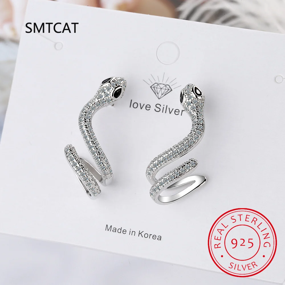 

Женские серьги-змеи из серебра 925 пробы, с фианитами