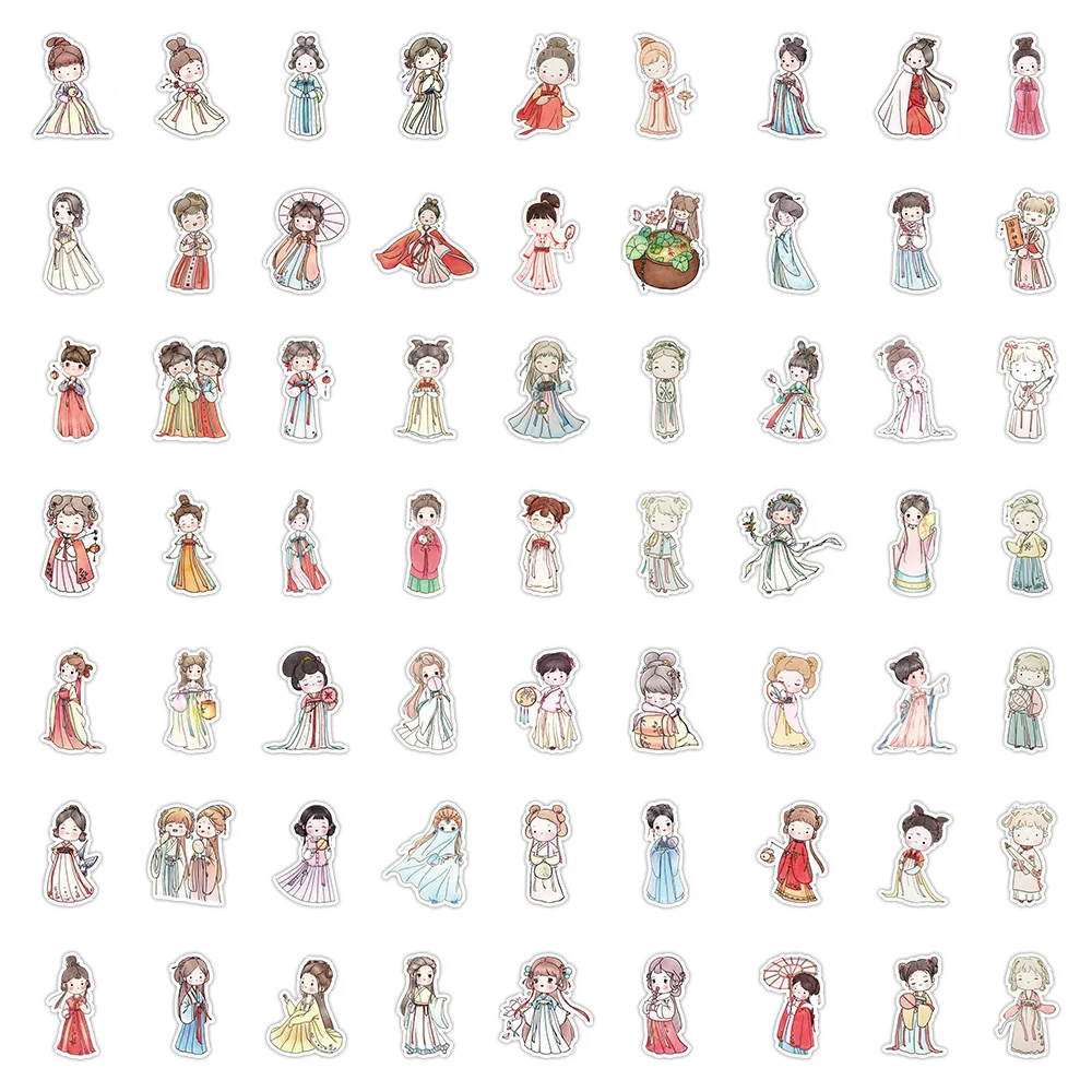 

60Pcs Kawaii Antique Girl Q Version Stickers for DIY Scrapbooking Diary Planner Stationery Decorative Craft Supplies Sticker Toy