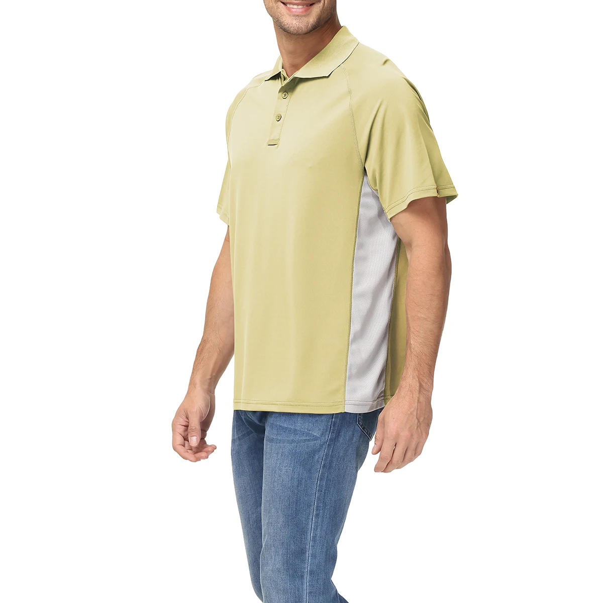 Men's Summer Breathable Casual Polo Shirt Short Sleeve Button Business Color Block Athletic Quick Dry Fit Golf T-Shirt