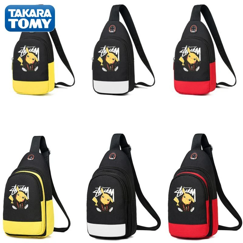 

TAKARA TOMY Pokemon New Backpack Pikachu Cartoon Cute Casual Men and Women Chest Bag Fashion Leisure Travel Oblique Bag