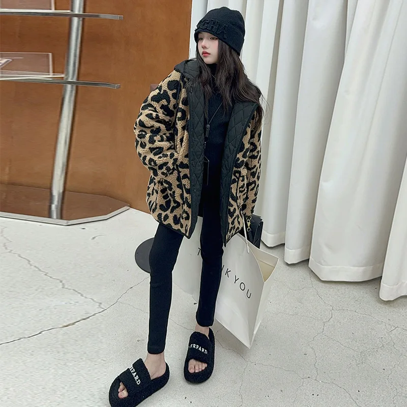 Пальто для девочек новинка 2024 зимняя детская одежда корейский стиль пальто с