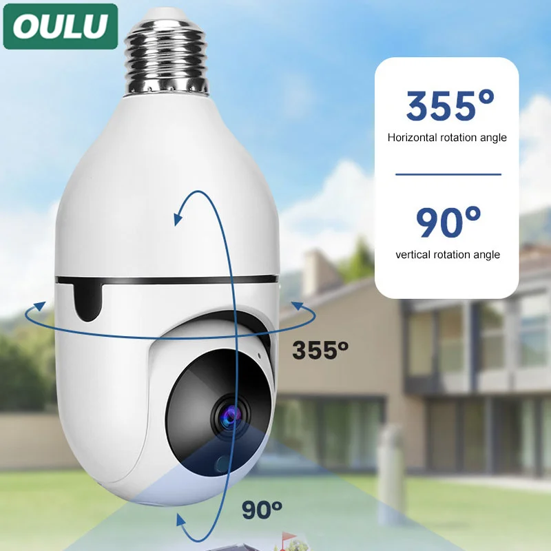 OULU 2MP Bulb 360 Rotation  Surveillance Camera  Full Color Night Vision Automatic Human Tracking Zoom Indoor Security Monitor