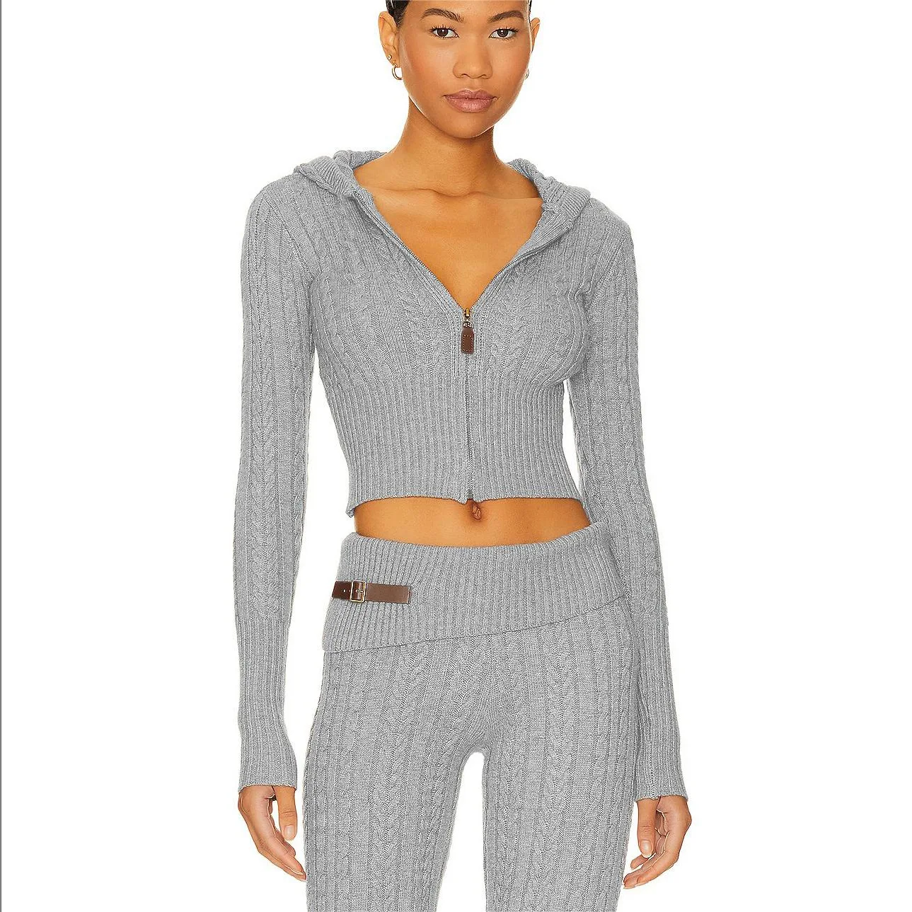 Модный повседневный костюм новинка осень/зима 2024 элегантный вязаный кардиган