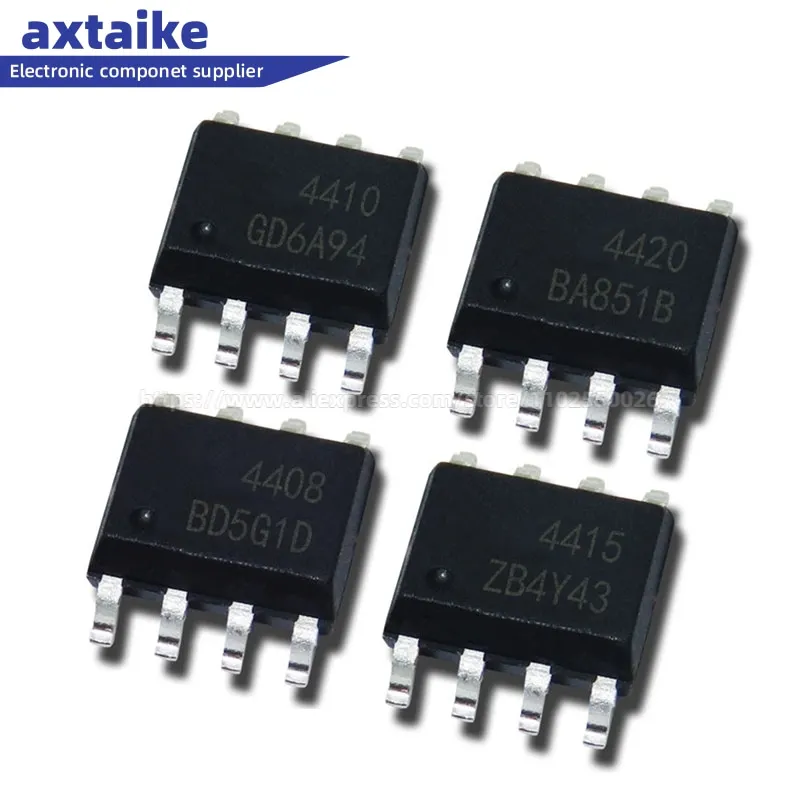 

10PCS AO4404 AO4408 AO4410 AO4412 AO4414 AO4415 AO4418 AO4419 AO4420 AO4844 SOP-8 P and N-Channel MOSFET SMD IC