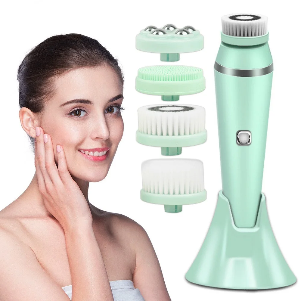 

Electric 4in1 Face Cleansing Brush Sonic Blackhead Exfoliating Silicone Face Cleaner Skin Tightening Massage Home Spa Skin Care