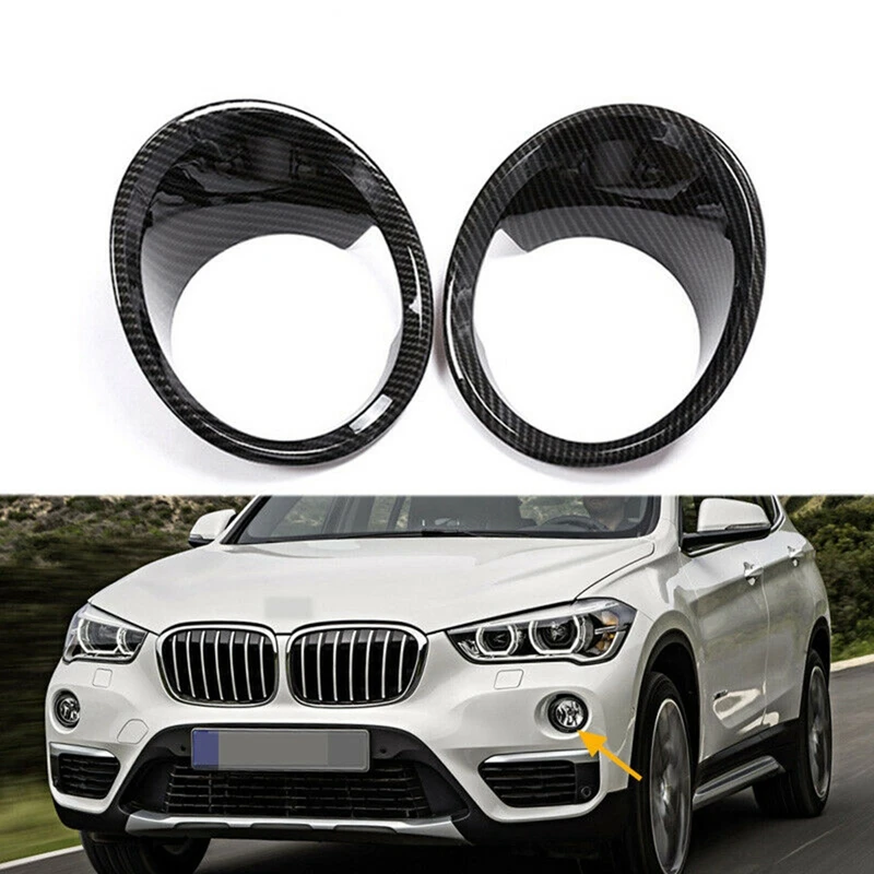 

2Pcs Carbon Fiber for-BMW X1 F48 2016-2019 Front Fog Light Lamp Cover Trim