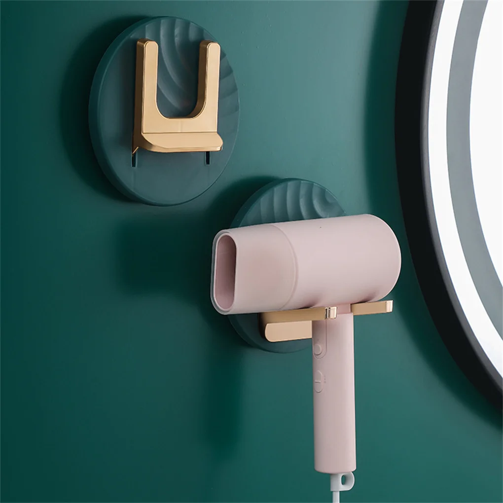 

Luxury Self-adhesive Wall-mounted Hair Dryer Organizer Shelf Holder High Quality Bathroom Modern Style Hair Dryer Storage Rack