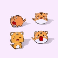 cartoon cute tigers enamel brooch pins funny yellow animals toys lapel badges backpack accessories jewellery gifts for friends