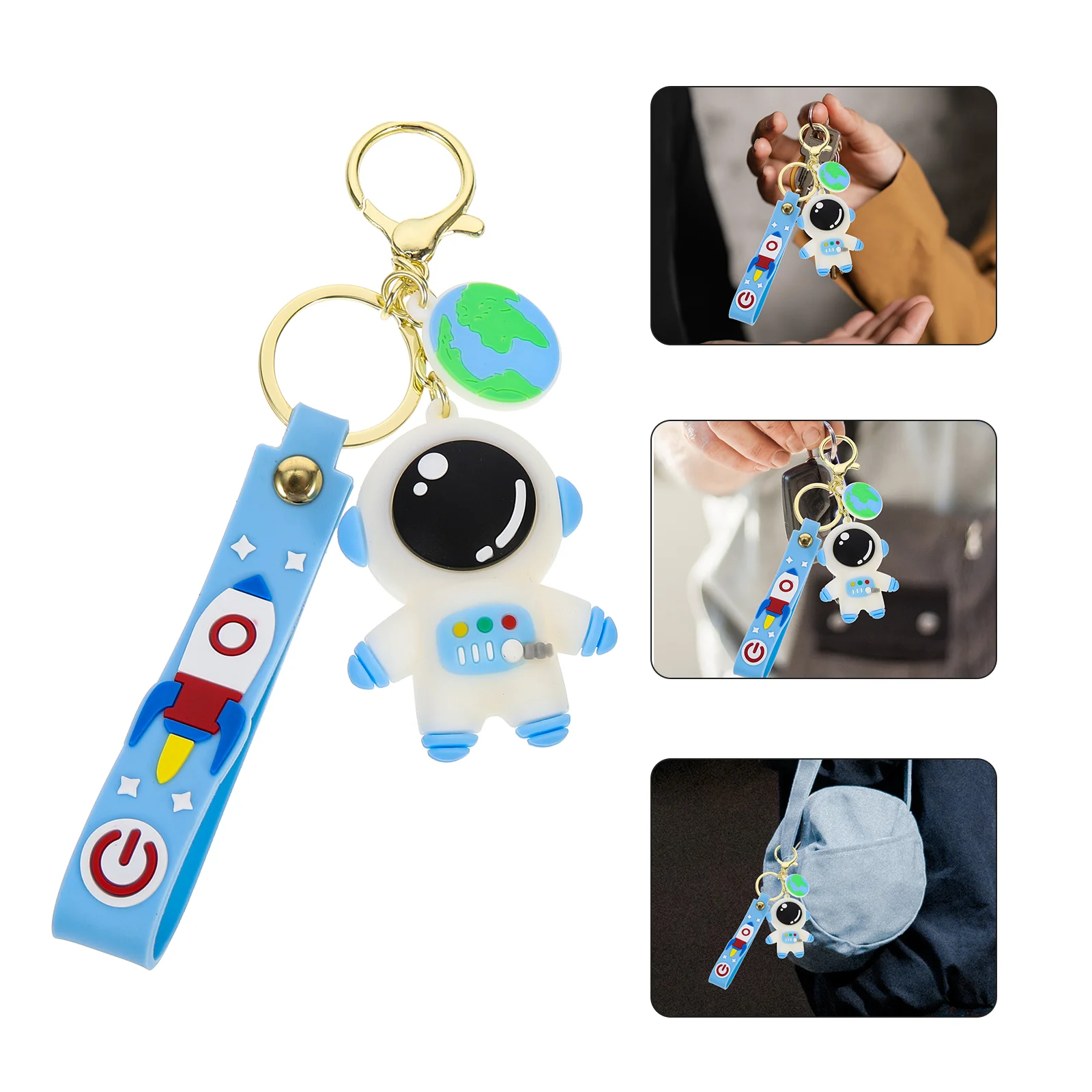 

Keychain Locator Key Astronaut Cover Holder Tag Bag Case Space Sleeve Ring Wallet Keychains Finder Spaceman Backpack Tracer