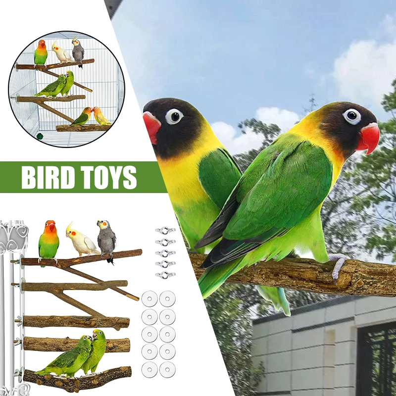

Parrot Bird Perch Nature Wooden Natural Grape Stick Bird Standing Stick Swing Chewing Bird Toys Natural Grapevine Bird Cage