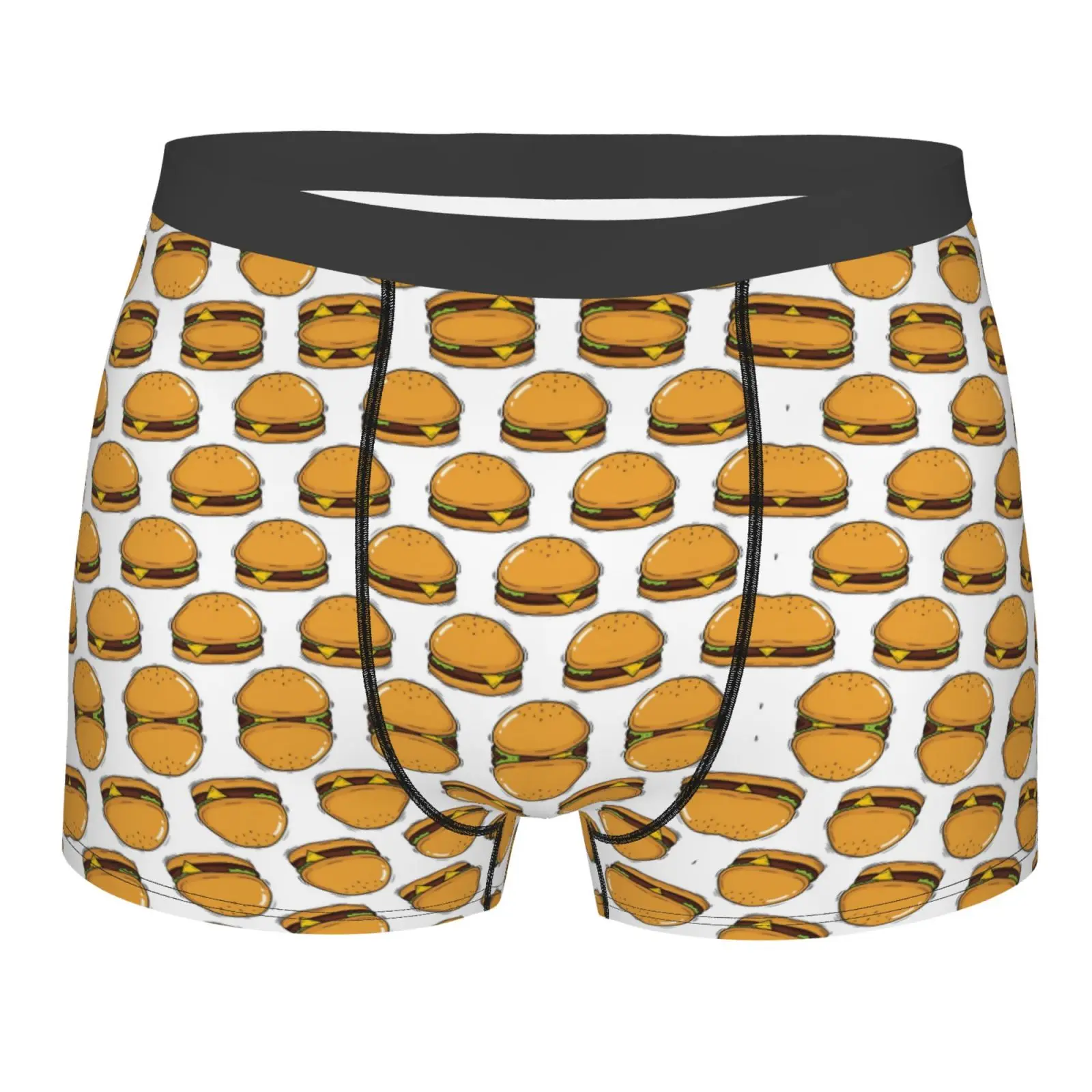 

Hamburger Tile Pattern Men Underwear Male Underpants Double Sides Printed Soft Breathable Machine Wash Polyester Soft Print