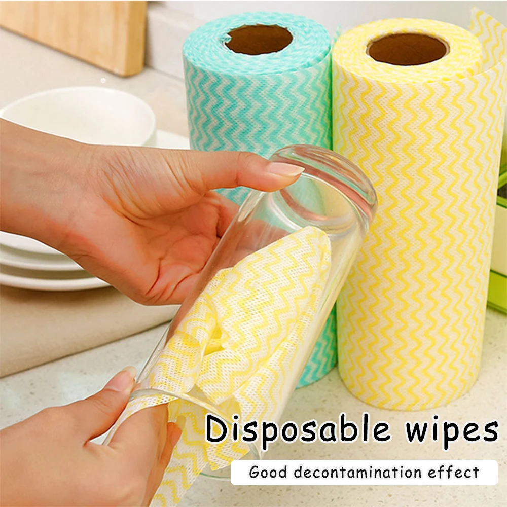 

50 Pieces/rolls Non-woven Kitchen Cleaning Dish Cloth Disposable Eco-friendly Rags Wiping Pad Furniture Kitchenware Cleaning Rag
