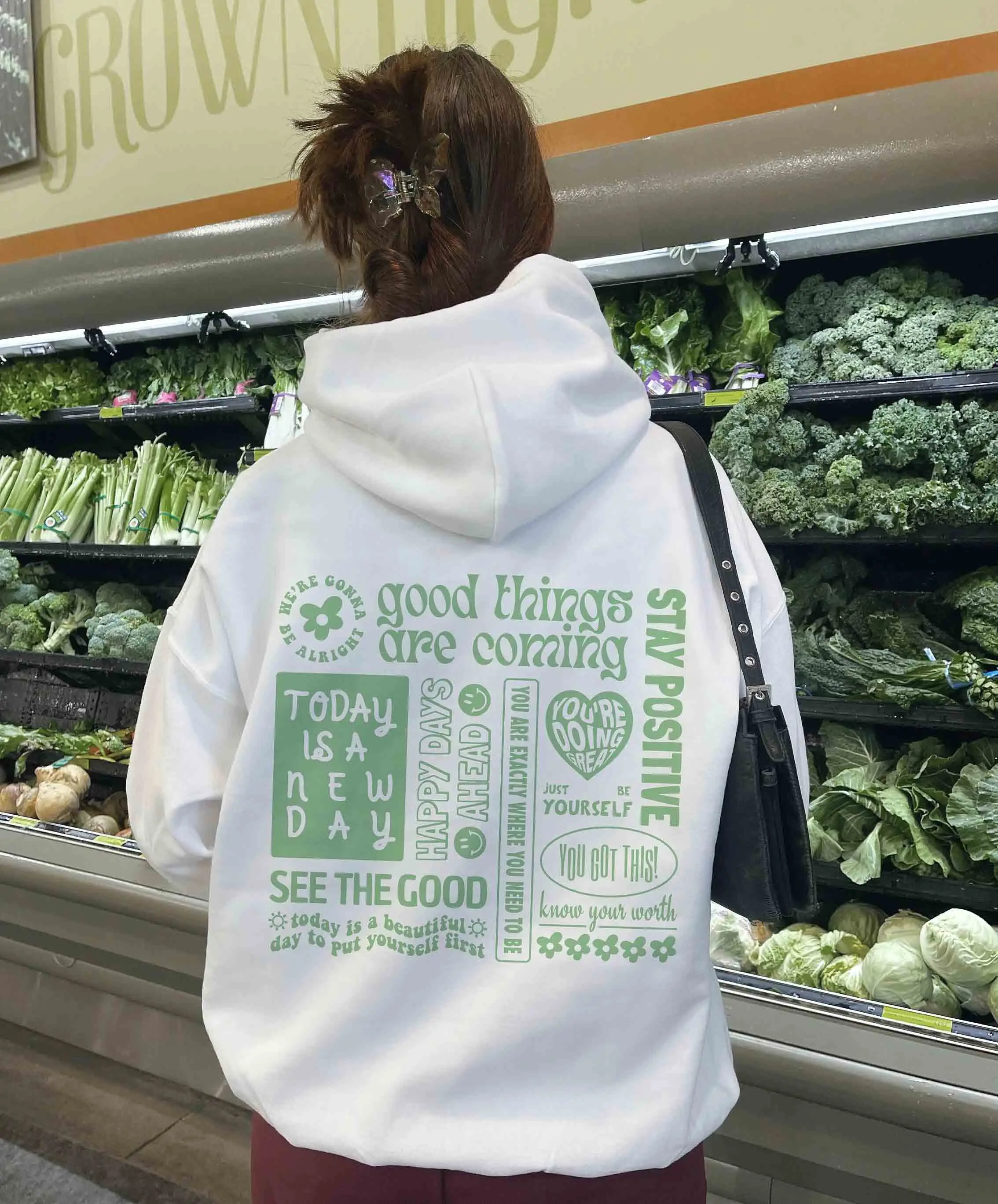 

Good things are coming Positive Quotes Aesthetic Hoodie Trendy autumn spring vintage pullovers quote cotton fashion tops