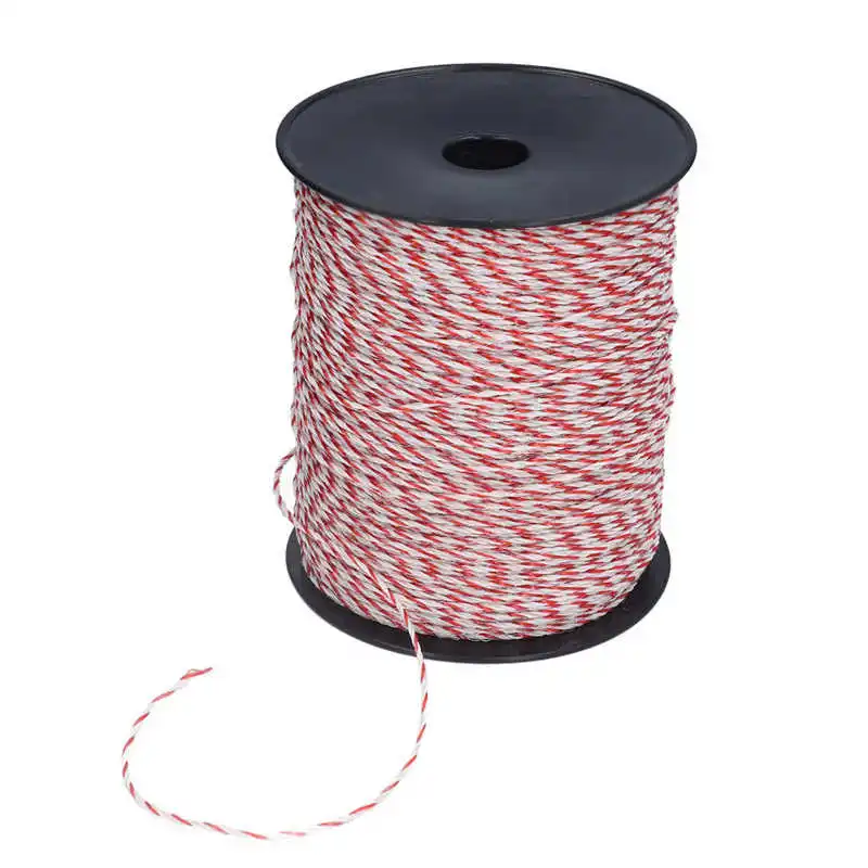 500m Roll Electric Fence Rope Polywire with Steel Poly Rope for Horse Animal Fencing Ultra Low Resistance Wire and Accessory