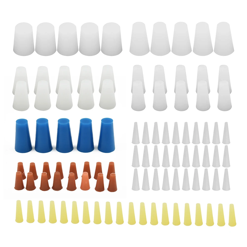 Random Color Masking Plugs Powder Coating Silicone Cone Plugs Assortment Kit 100pcs High Temp Silicone Rubber Plugs