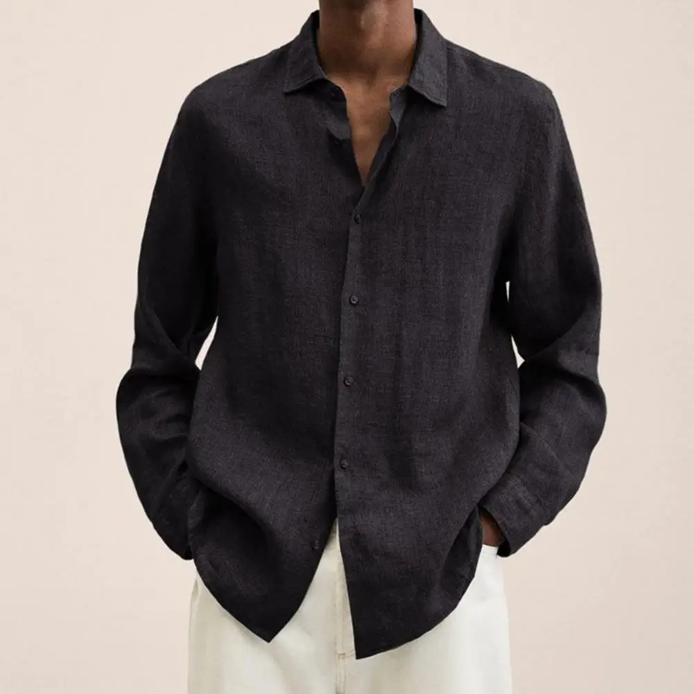 

Breathable Cotton Linen Men Shirt Tops Autumn Chemise Male Clothing