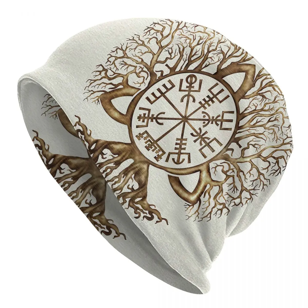 Vegvisir And Tree Of Life Yggdrasil Adult Men's Women's Knit Hat Keep warm winter Funny knitted hat