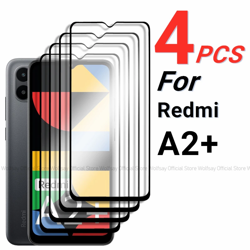 Закаленное стекло для Xiaomi Redmi A2 Plus 2/4 шт. Защитная пленка экрана на клеевой основе