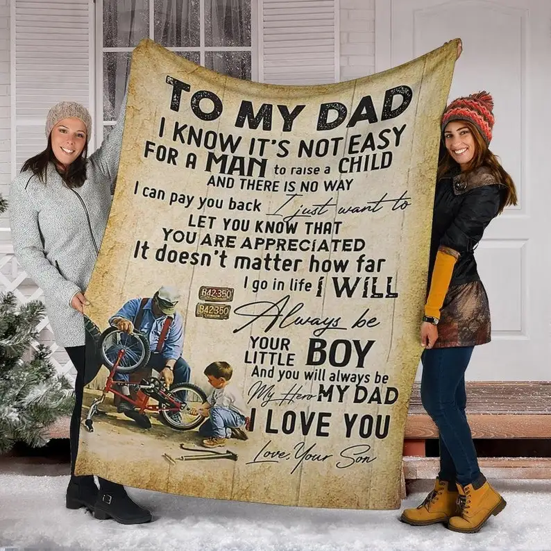 

Dad Fleece Sherpa Blanket Gift From Son, To My Dad Blanket 3D Print, Fathers Day Birthday Christmas Gift For Dad Blanket