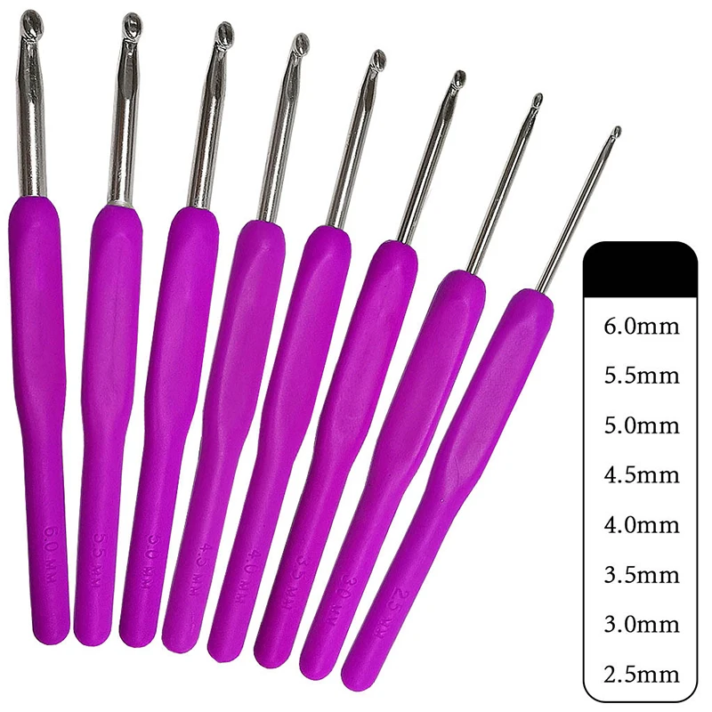 

8pcs/set Plastic Craft Yarn Knitting Tools Handle Crochet Hooks Aluminum Knit Needles Handmade Sweater Scarf Sewing 2.5-6mm
