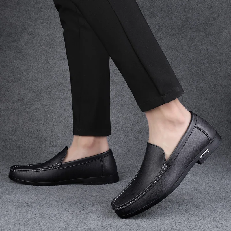 

Men Casual Shoes Leather Luxury Brand 2022 Mens Loafers Moccasins Breathable Slip on Black Driving Shoes Plus Size 38-46