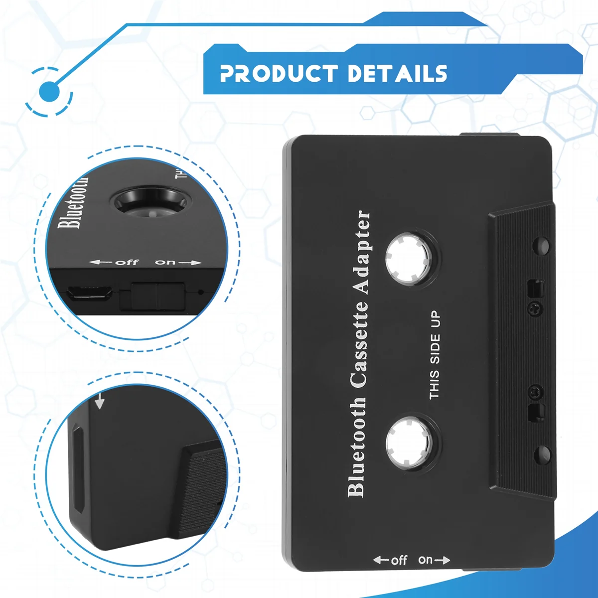 

Кассетный плеер Универсальный кассетный Bluetooth 5.0 Аудио Автомобильная лента Aux Стерео адаптер с микрофоном для телефона MP3 AUX Кабель CD-плеер