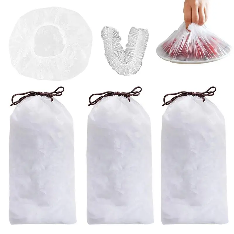 

100/300Pcs Disposable Plastic Food Cover Wrap Elastic Cling Film Refrigerator Food Cover Dustproof Stretch Film Bag