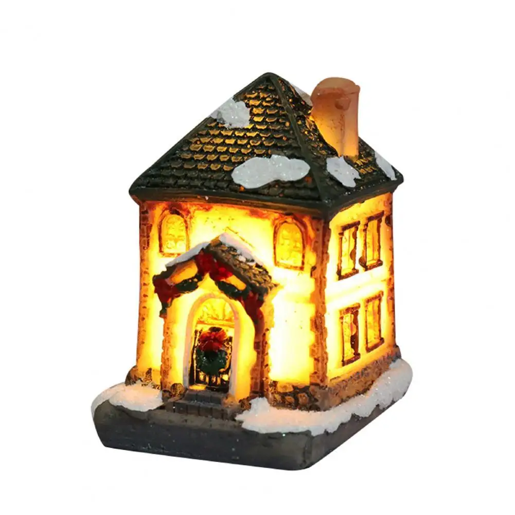 

Small Christmas Christmas House Shape Tiny Resin House Village Miniature Model Xmas Decoration House Figurine