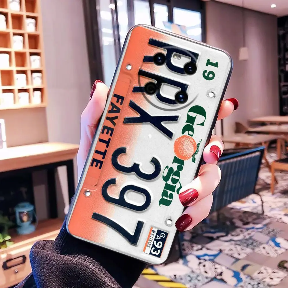 Phone Case For HUAWEI P50 P40 P30 P20 P10 P9 P8 Plus MATE 30 20 20X 10 9 8 Pro Lite Case Funda Vintage Car License Plate Numbers