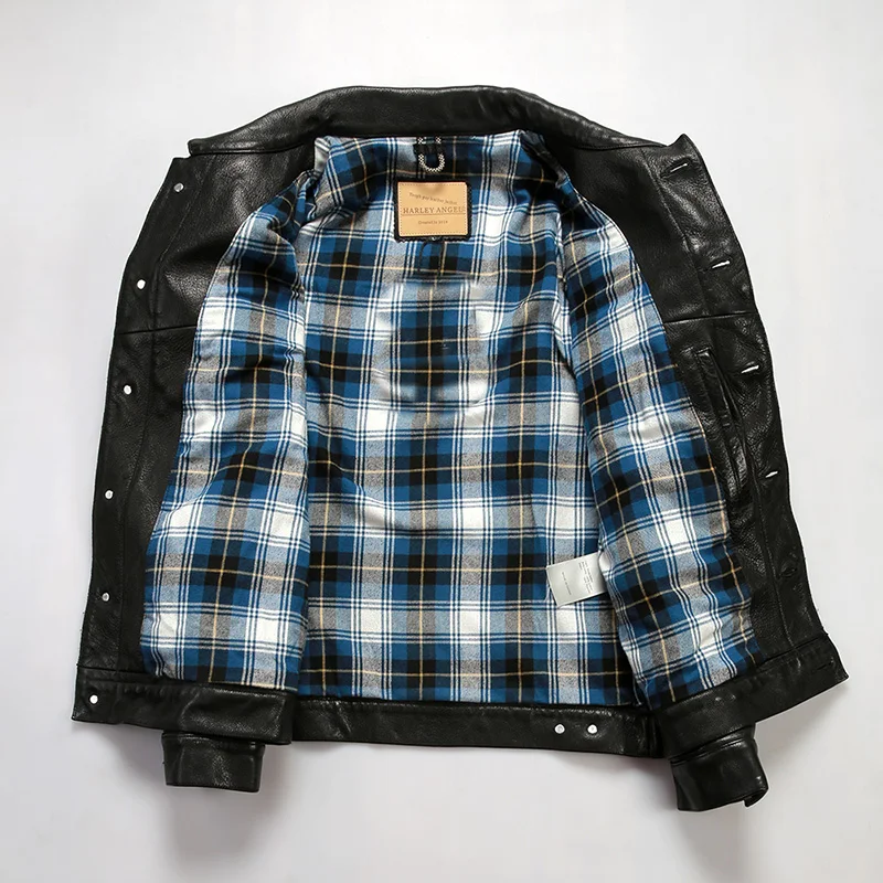 Куртка мужская джинсовая из 507 натуральной кожи с потертостями