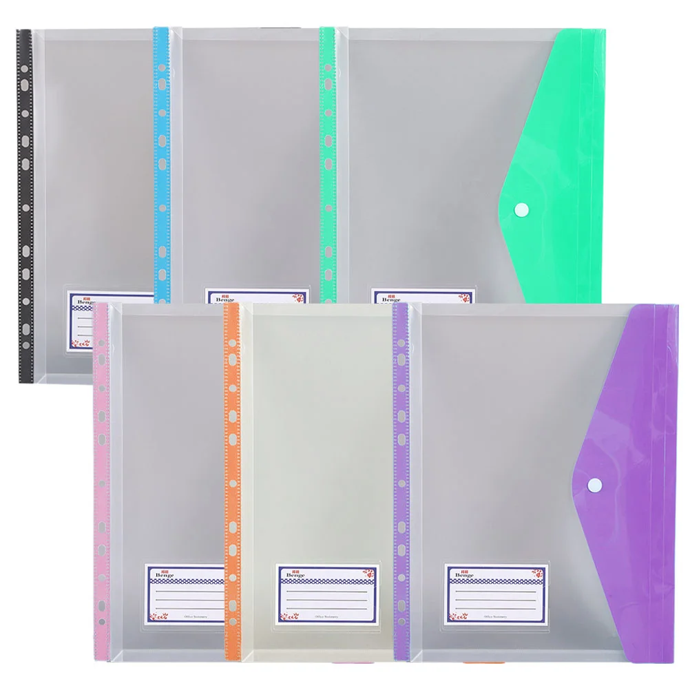 

6Pcs Office Binder Pockets Documents Snap Button Binder Pouches File Storage Bags File Folder